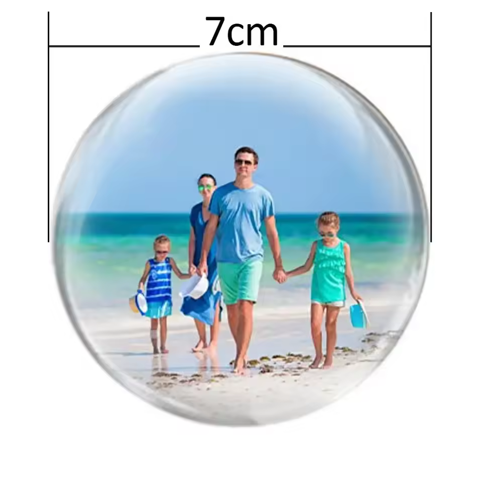 A family beach memory displayed inside an orb